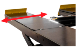EELR789APKG alignment scissor lift featuring ultra-wide runways with adjustable track width and high-visibility yellow end caps