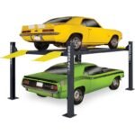 HD-9ST 5175860 four-post lift handles 9000 lbs with narrow width design for tight garage builds.
