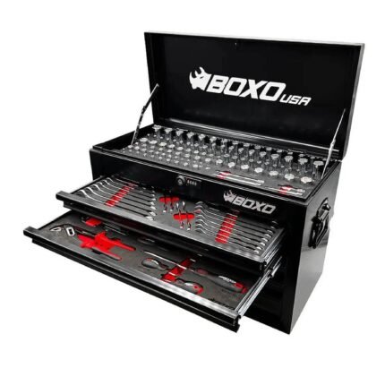 BoxoUSA 159-piece metric and SAE tool set in 26-inch 5-drawer hand carry toolbox