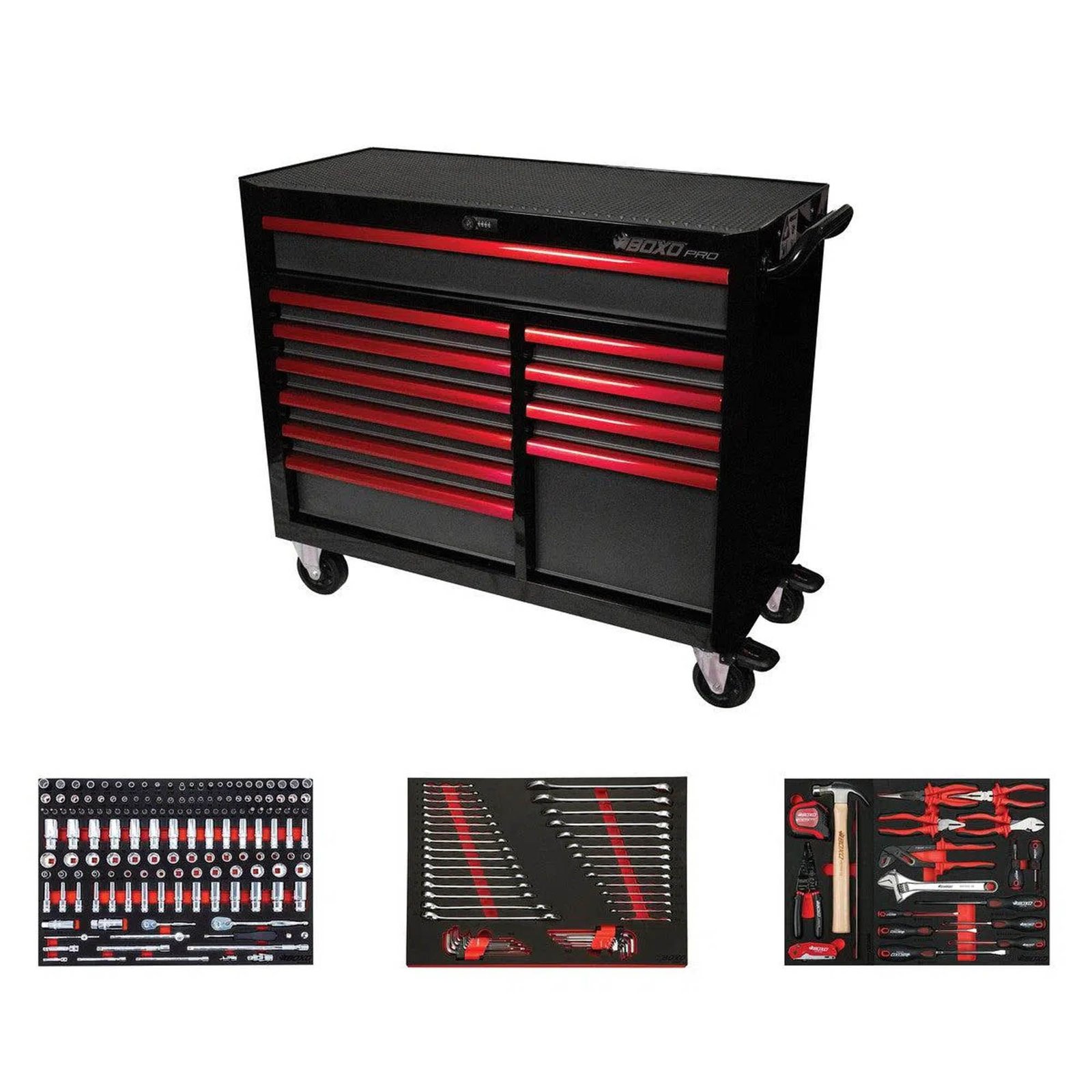 45" Pro Series Toolbox,Bottom with Master Tool Set Pro Series 45-inch loaded tool box with 222-piece master tool set