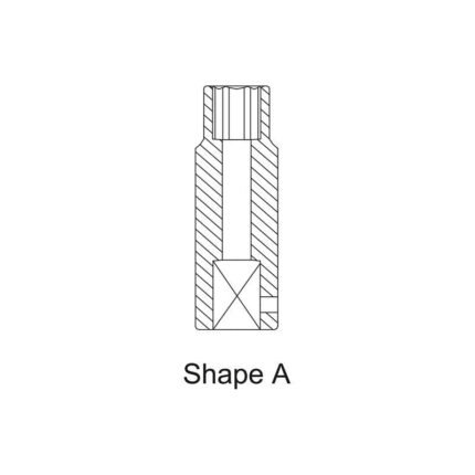 Cross-sectional technical diagram labeled “Shape A” illustrating the internal structure of a Chicago Pneumatic S414x15FTW impact socket, showing drive and wall design details. Get it at Wrenchers.com