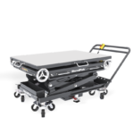 BendPak EVS4500 mobile scissor lift shown in full raised configuration, designed for electric vehicle service, battery handling, and heavy components. EVS4500