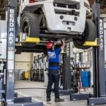 Construction Vehicle Maintenance on BendPak Portable Column lifts