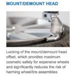 Close-up of the mount and demount head on the Hofmann Monty 1675-SS designed to protect wheel finishes during tire service