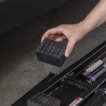 Short dimpled rubber lift block for QuickJack 8000TL helps protect pinch welds and frame rails while maintaining a secure lifting surface.