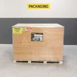 Heavy-duty wooden crate packaging for the Ranger R76ATR-L tire changer, now available with 110V capability. Designed for secure delivery appointment needs and shop-ready delivery