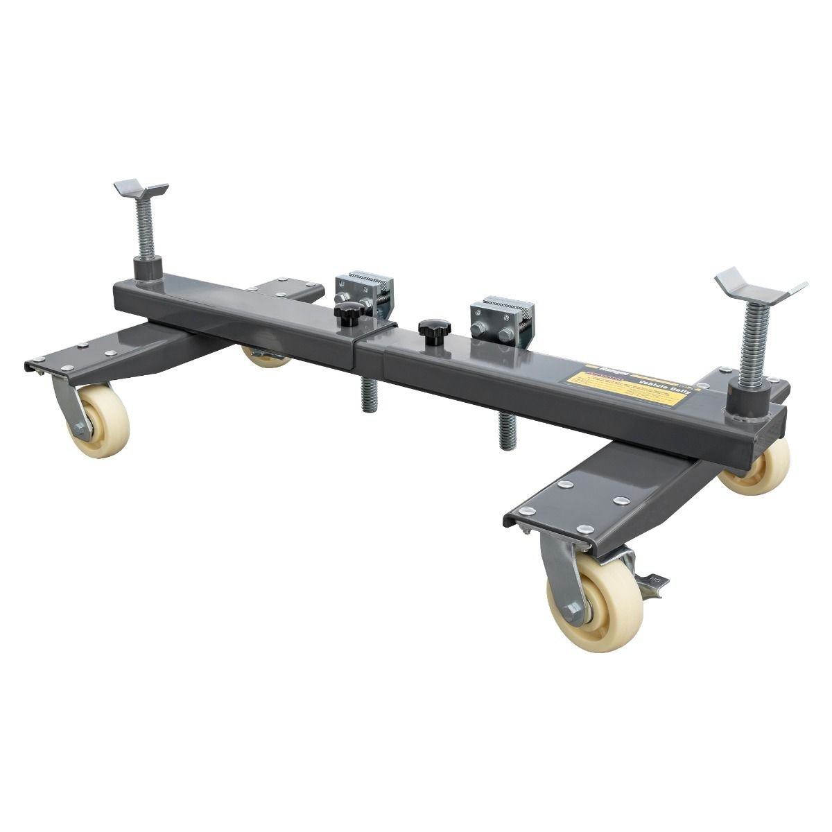 RCD-2V Front-right view of Ranger RCD-2V car dollies. 4,400-lb capacity vehicle positioning solution built for tight garages and pro shops. SKU 5150409.