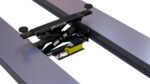 Compact 6,000-lb. BendPak rolling bridge jack with three safety lock levels and foot-pedal hydraulic control.